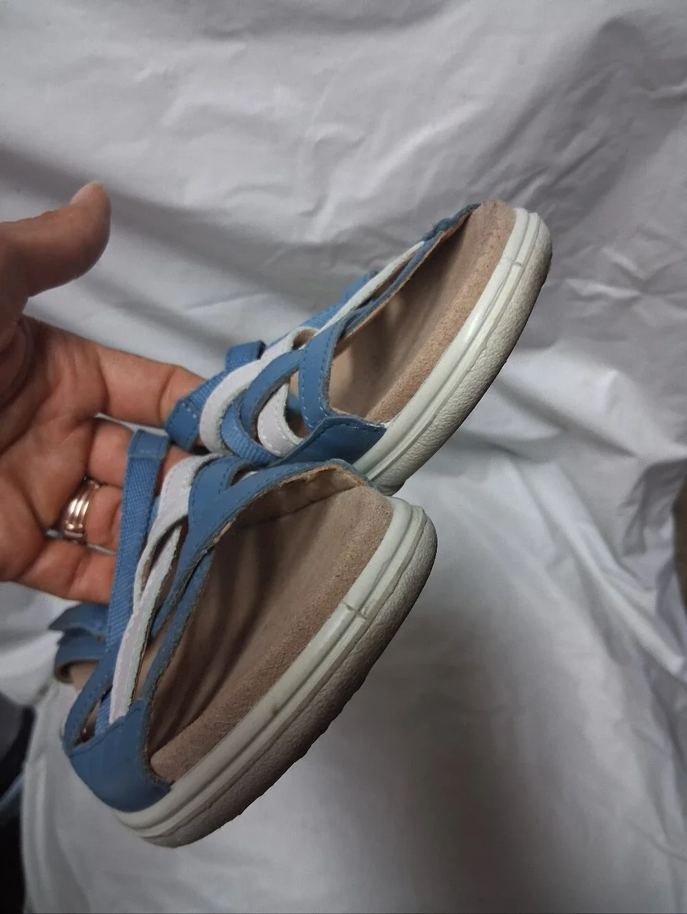 Hotter Comfort Slingback Sandals in Blue and White - Casual Big Girl's Sz 4.5